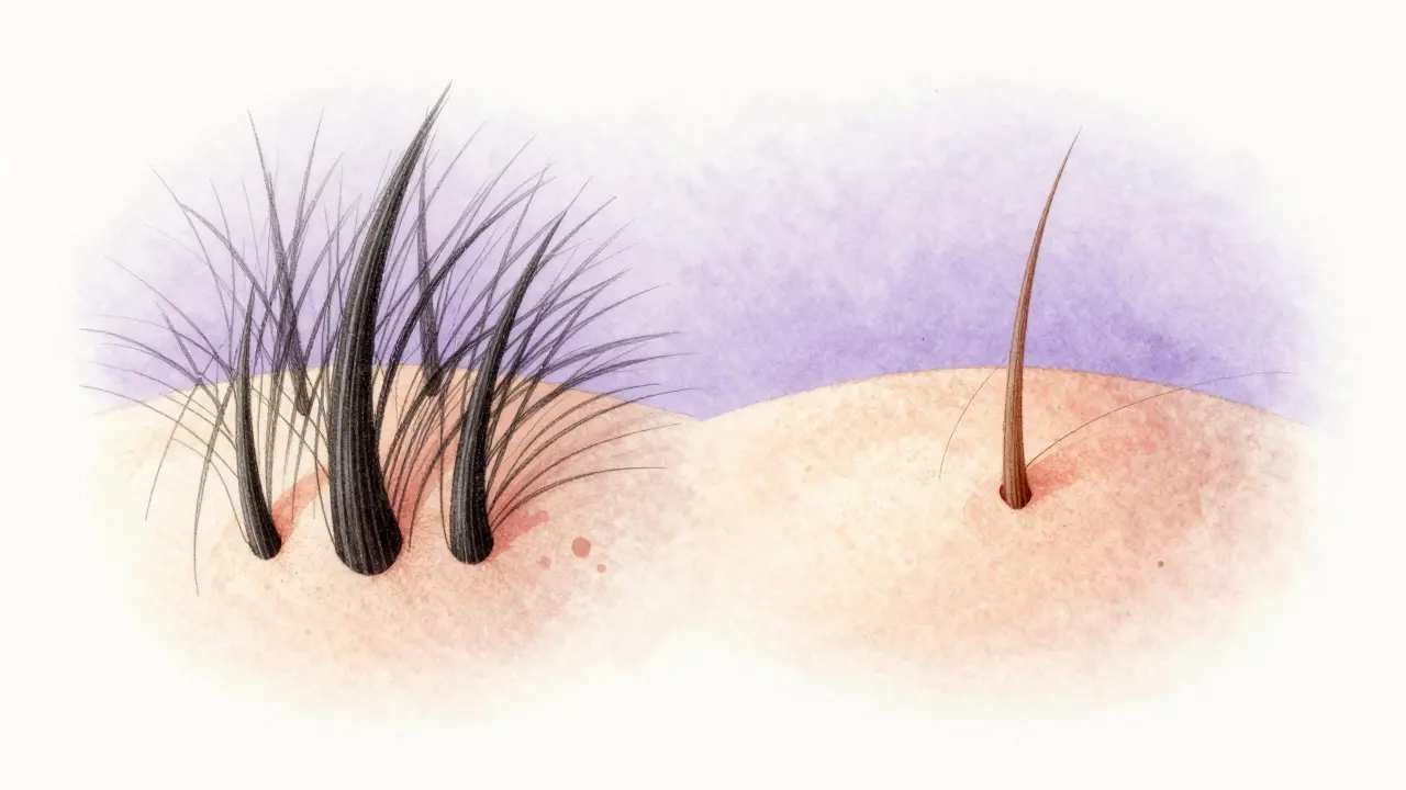 Porovnání růstu chloupků po holení a IPL ošetření