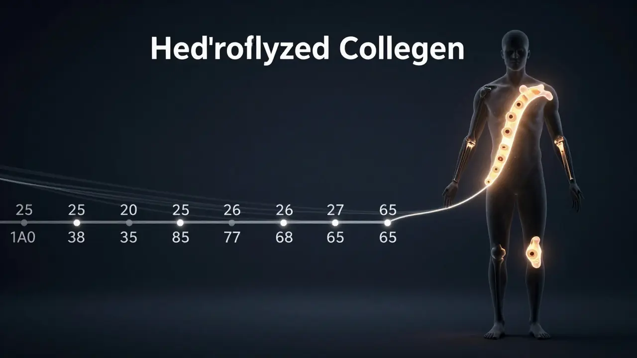 Časová osa těla s kolagenovou nití obnovující klouby a šlachy.