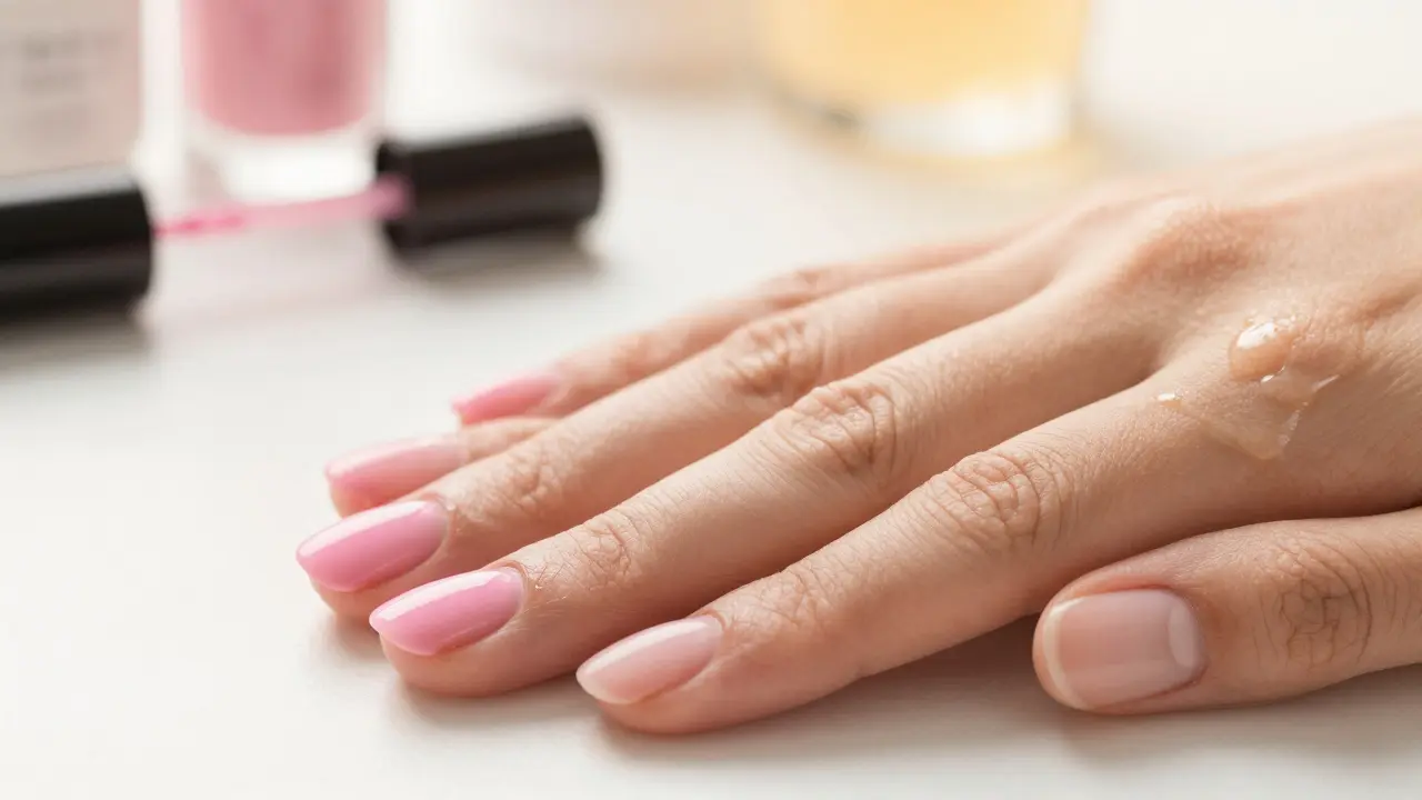 Přechod od Shellac nehtů k přirozeným nehtům s olejem na povrchu