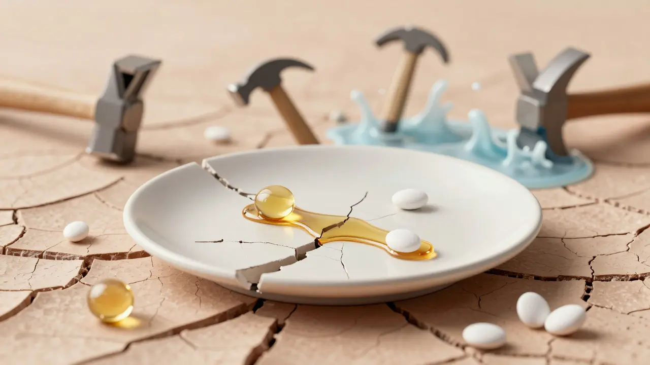 Poškozená kůžní bariéra je opravována molekulami ceramidů a hyaluronové kyseliny, zatímco agresivní látky ničí kůži.