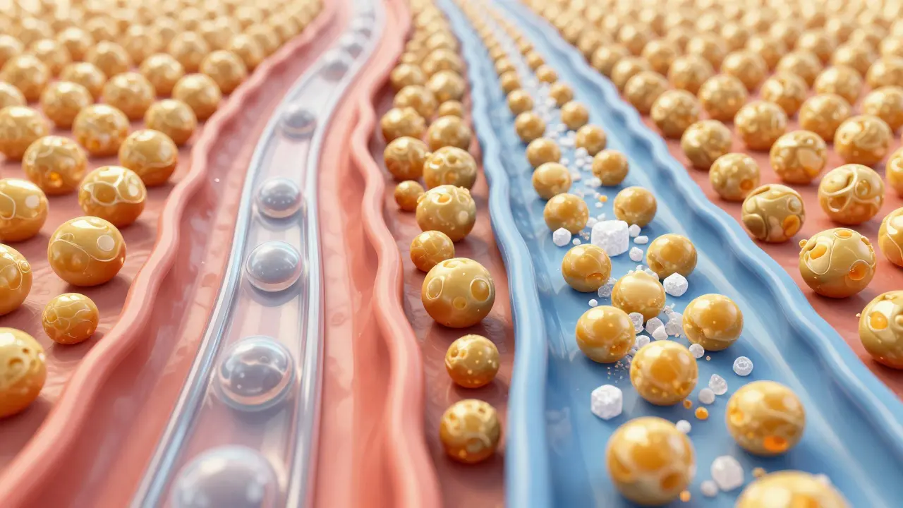 Srovnání vstřebávání kolagenů na prázdný žaludek a po jídle jako cesty s překážkami.