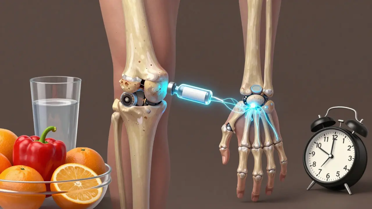 Vizualizace obnovy kloubů pomocí peptidů, s výživou a spánkem jako podporou