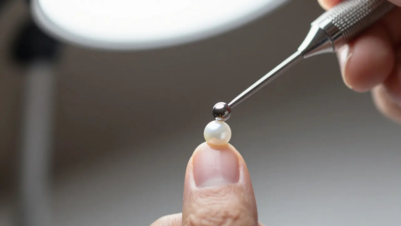 Použití dotovací pomůcky k vytvoření precizního 3D kroužku na nehtu.