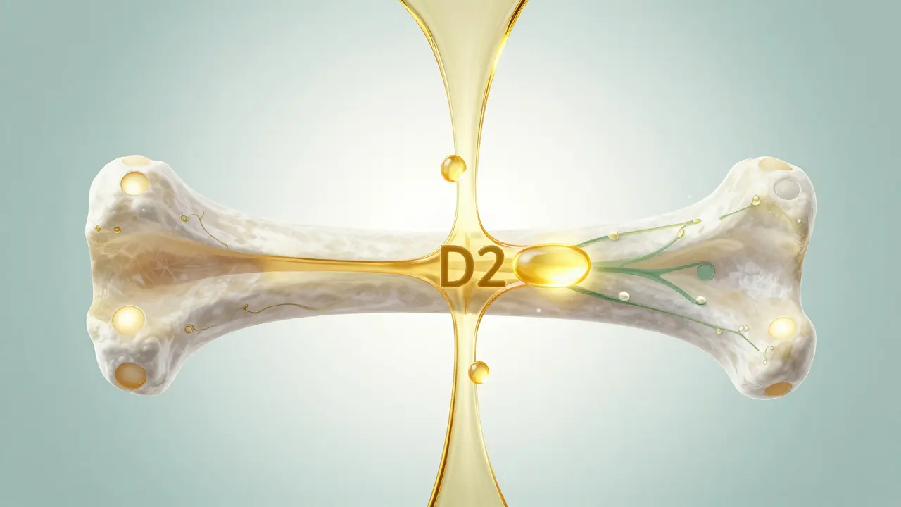 Ilustrace synergického působení vitamínů D3 a K2 na kostní zdraví