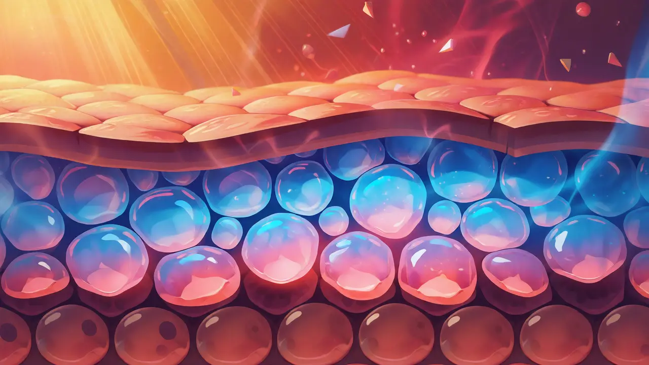 Konceptuální ilustrace kožní bariéry a ochrany před dráždivými vlivy